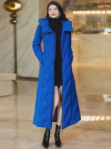 Manteau long à capuche matelassé et chaud hiver avec ceinture - milanoo.com - Modalova