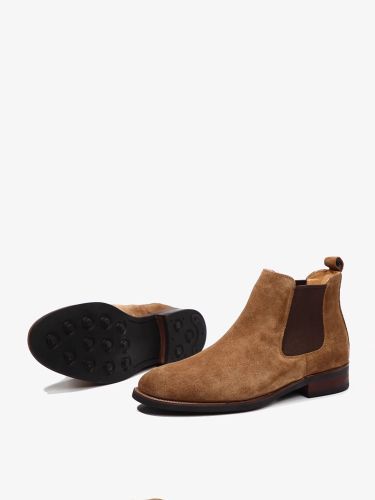 Bottines Chelsea en daim bout rond à enfiler - milanoo.com - Modalova