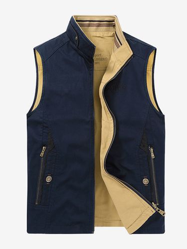 Gilet de pêche réversible sans manches doublé polaire multipoches - milanoo.com - Modalova