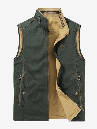 Gilet de pêche réversible sans manches doublé polaire multipoches - milanoo.com - Modalova