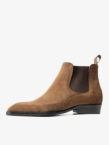 Bottines marron en daim à bout rond style Chelsea - milanoo.com - Modalova