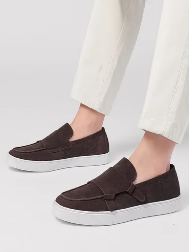 Mocassins décontractés à bout ronds style Monk en daim - milanoo.com - Modalova