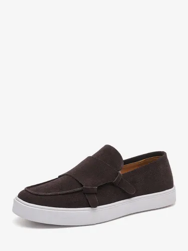 Mocassins décontractés à bout ronds style Monk en daim - milanoo.com - Modalova