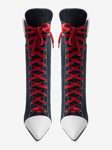 Bottines en toile à talons hauts bout pointu lacets - milanoo.com - Modalova