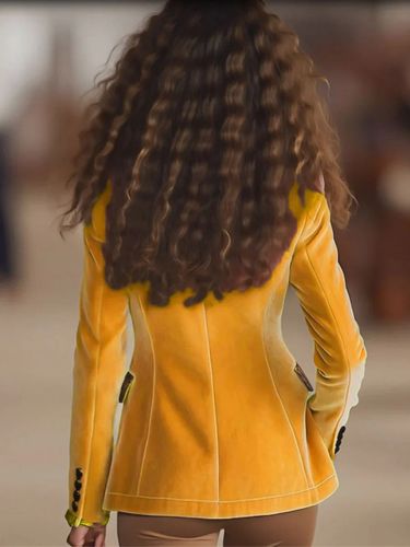 Blazer en velours imprimé léopard revers à revers manches longues une seule boutonnière - milanoo.com - Modalova