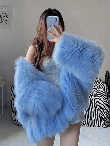Manteau en fausse fourrure à capuche et manches longues ample et moelleux idéal pour l'hiver - milanoo.com - Modalova