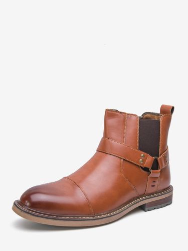 Bottines Chelsea marron bout rond à enfiler - milanoo.com - Modalova