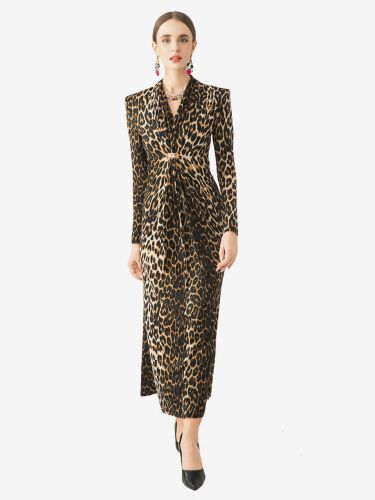 Robe de soirée maxi à col V et manches longues élégante et semi-formelle - milanoo.com - Modalova