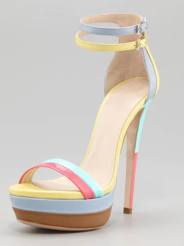 Sandales à talons hautss plateforme bout ouvert colorées style habillé - milanoo.com - Modalova