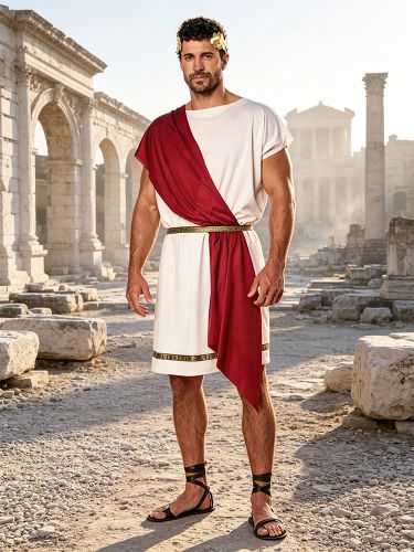 Costume médiéval d'Halloween déguisement de dieu grec antique pour homme toge romaine rétro tunique d'empereur romain avec jupe de gladiateur - milanoo.com - Modalova