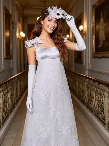 Robe de bal Bridgerton Regency style médiéval/Renaissance sans manches avec masque tenue de princesse royale ensemble de 3 pièces - milanoo.com - Modalova