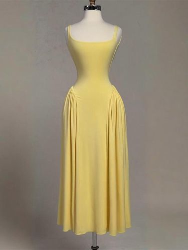 Robe de soirée sans manches à taille froncée coupe maxi fluide - milanoo.com - Modalova