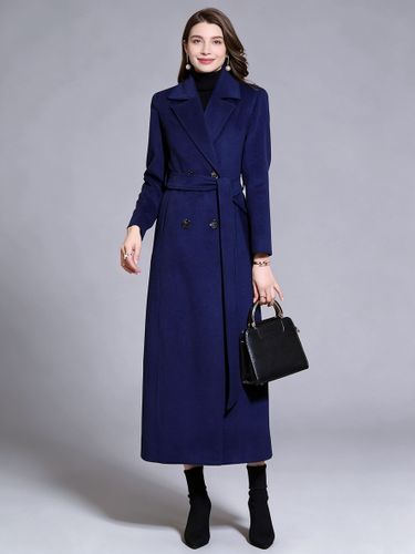 Manteau long croisé bleu marine élégant manteau d'hiver - milanoo.com - Modalova
