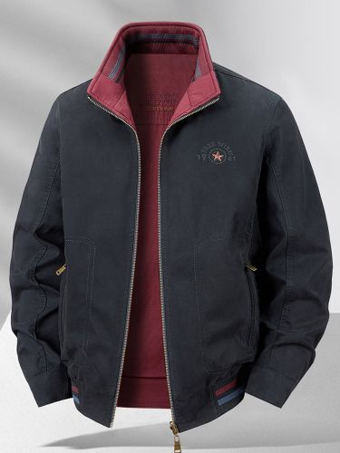 Veste bomber réversible col montant style décontracté en coton légère idéale pour le travail - milanoo.com - Modalova