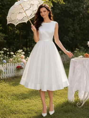 Robe de bal robe de soirée col rond sans manches nœuds robe d'invitée de mariage - milanoo.com - Modalova