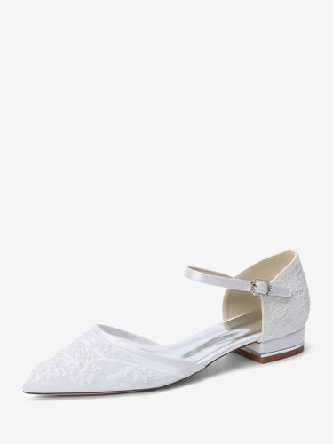 Chaussures de mariage en dentelles chaussures plates à bout pointu pour la mariée - milanoo.com - Modalova