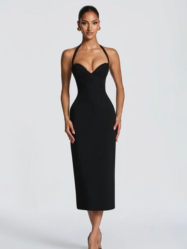 Robe midi moulante à col halter et dos lacé 2026 - milanoo.com - Modalova