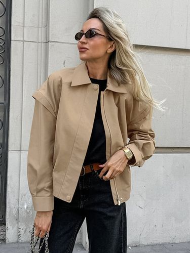 Blouson bomber léger - Vêtement d'extérieur minimaliste à col zippé - Style streetwear décontracté chic et discret pour le printemps 2026 - milanoo.com - Modalova