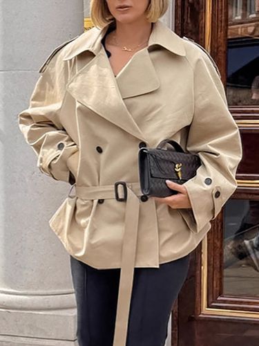Trench-coat croisé - Coupe-vent court classique à revers et ceinture - Style streetwear décontracté et oversize printemps 2026 - milanoo.com - Modalova