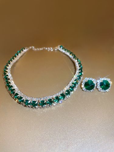 Ensemble de bijoux vintage pour femme collier et boucles d'oreilles en strass - milanoo.com - Modalova