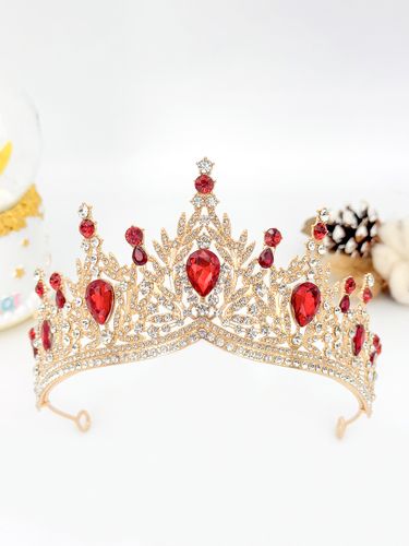 Diadèmes rouges pour femmes ornés de pierres synthétiques style reine/princesse. Accessoire idéal pour les soirées masquées royales - milanoo.com - Modalova