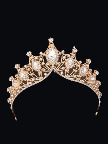 Couronne vintage dorée pour femme en alliage de cristal coiffe de reine et de princesse - milanoo.com - Modalova
