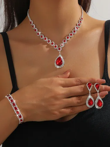 Ensemble de bijoux victoriens vintage : collier boucles d'oreilles et bracelets rétro en strass - milanoo.com - Modalova