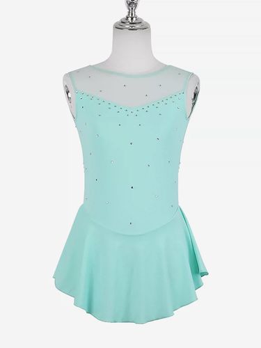 Robe de patinage pour femmes et filles en polyester turquoise sans manches ornée de strass. Costumes de danse et de patinage - milanoo.com - Modalova