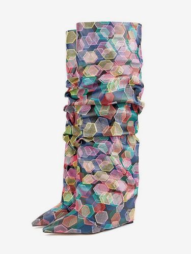 Bottes hautess colorées à bout pointu et revers souples - milanoo.com - Modalova