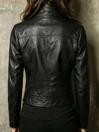 Veste chic et décontractée col rabattu et fermeture éclair - milanoo.com - Modalova