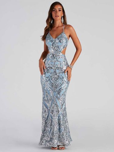 Robe de soirée maxi dorée à décolleté en V découpé sans manches et dos nu robe sexy semi-formelle - milanoo.com - Modalova