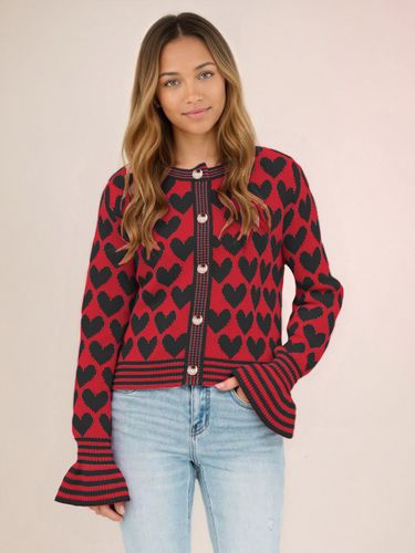 Pulls et gilets rouges en acrylique à boutons color block manches longues et col rond - milanoo.com - Modalova
