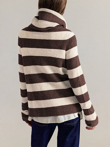 Pulls et gilets marron en acrylique à franges et blocs de couleur manches longues et col montant - milanoo.com - Modalova