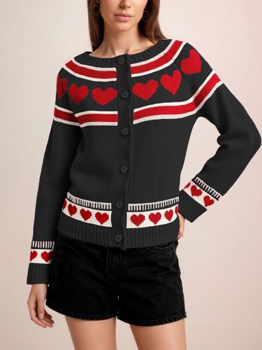 Pulls et gilets en acrylique boutons color block manches longues col rond - milanoo.com - Modalova