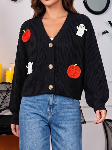 Pulls et gilets en acrylique à boutons manches longues et col en V - milanoo.com - Modalova