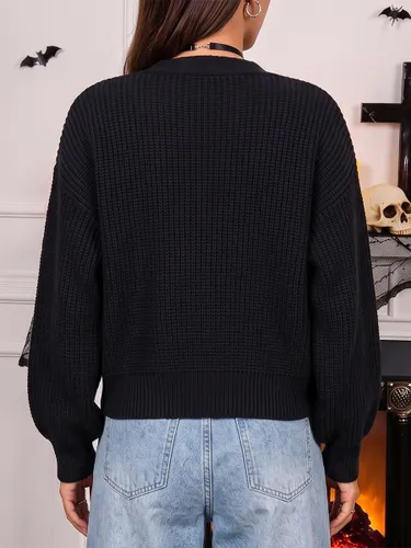 Pulls et gilets en acrylique à boutons manches longues et col en V - milanoo.com - Modalova