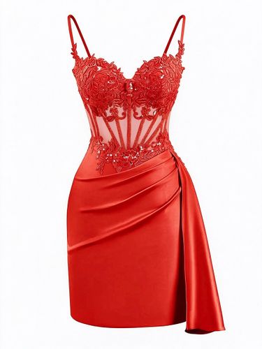 Robe de soirée mini-robe violette à bretelles décolleté sans manches coupe flatteuse et sexy semi-formelle - milanoo.com - Modalova