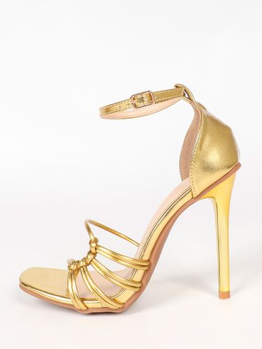 Sandales à talons hauts dorées à bout ouvert chaussures de soirée à brides - milanoo.com - Modalova