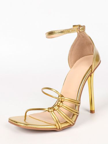 Sandales à talons hauts dorées à bout ouvert chaussures de soirée à brides - milanoo.com - Modalova
