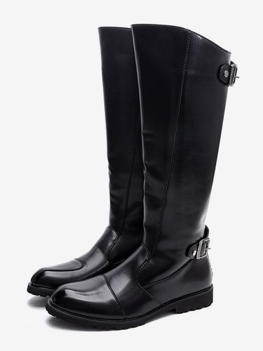 Bottes d'équitations bout rond détails de boucle bottes hautes - milanoo.com - Modalova