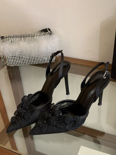 Escarpins noirs à talons aiguilles et strass bout pointu chaussures de soirée - milanoo.com - Modalova