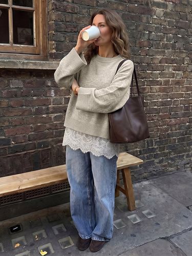 Pullss col rond manches longues en laine - milanoo.com - Modalova