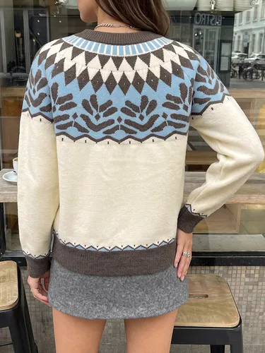 Pullss écru blanc à col rond et manches longues en nylon - milanoo.com - Modalova