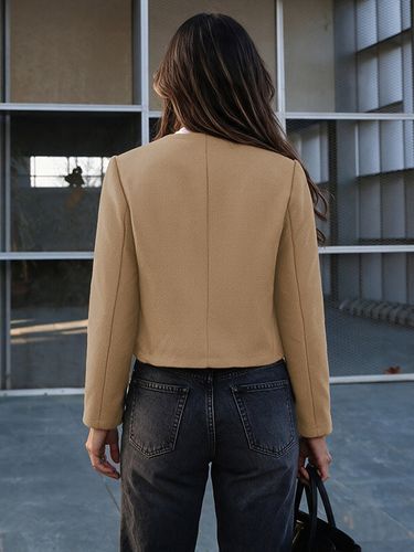 Veste col rond boutons sur le devant manches longues - milanoo.com - Modalova