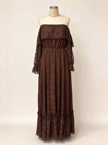 Robe bohème à volants épaules dénudées manches longues imprimée robe d'été - milanoo.com - Modalova