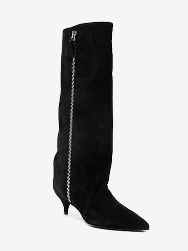 Bottes hautes à petits talons en daim bout pointu fermeture éclair - milanoo.com - Modalova