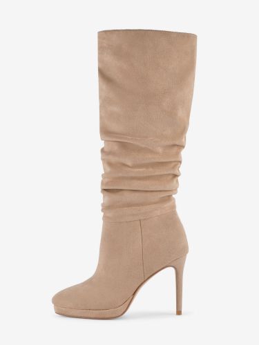 Bottes hautes en daim à bout pointu et talons hauts souples - milanoo.com - Modalova
