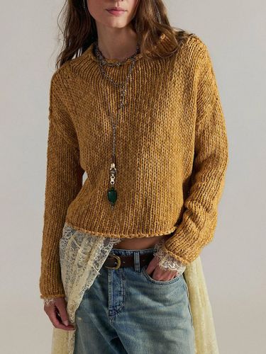 Pull court ample en maille col rond manches longues style décontracté - milanoo.com - Modalova