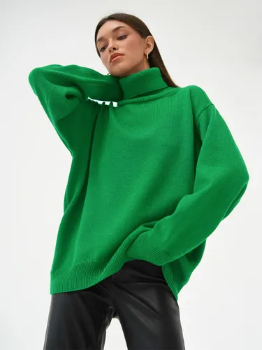 Pull oversize à col roulé manches longues maille ample - milanoo.com - Modalova