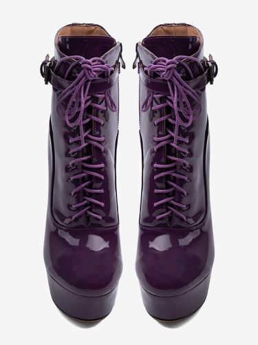Bottines à plateformes bout rond lacets talons hauts - milanoo.com - Modalova